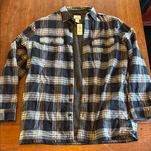 L.L. Bean Men's Plaid Flannel Jacket - Blue and Gray